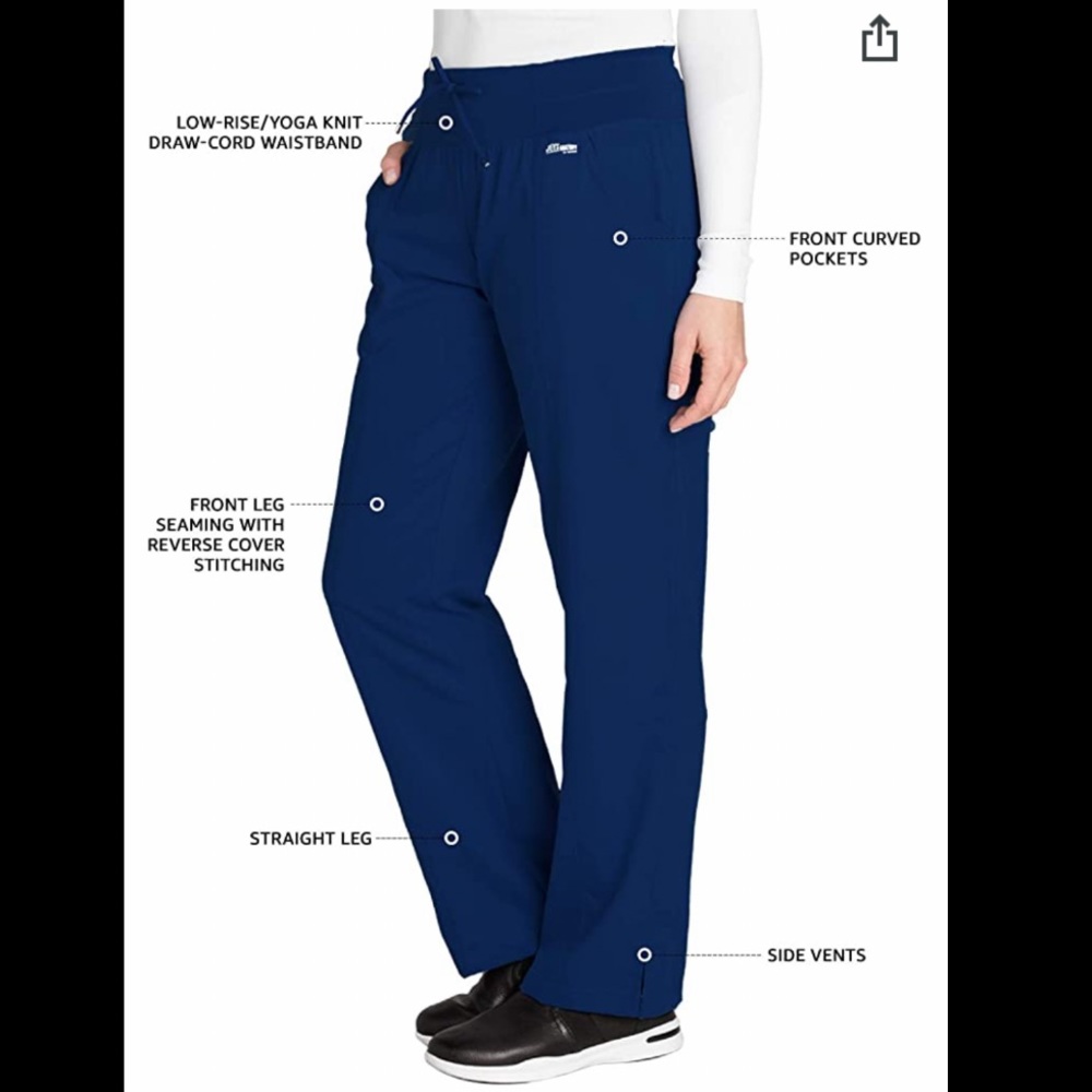 NWT Grey's Anatomy 4-Pocket Yoga Knit INDIGO Scrub